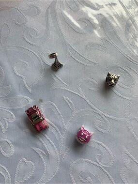 Silver and Pink Enamel Charm Set – Women Accessories